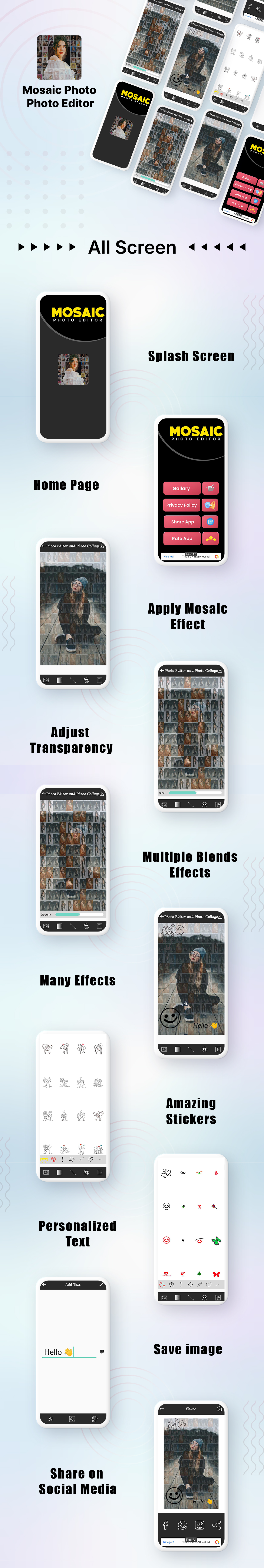 Mosaic Photo Effect | Photo Collage Maker | Admob Ads | Android